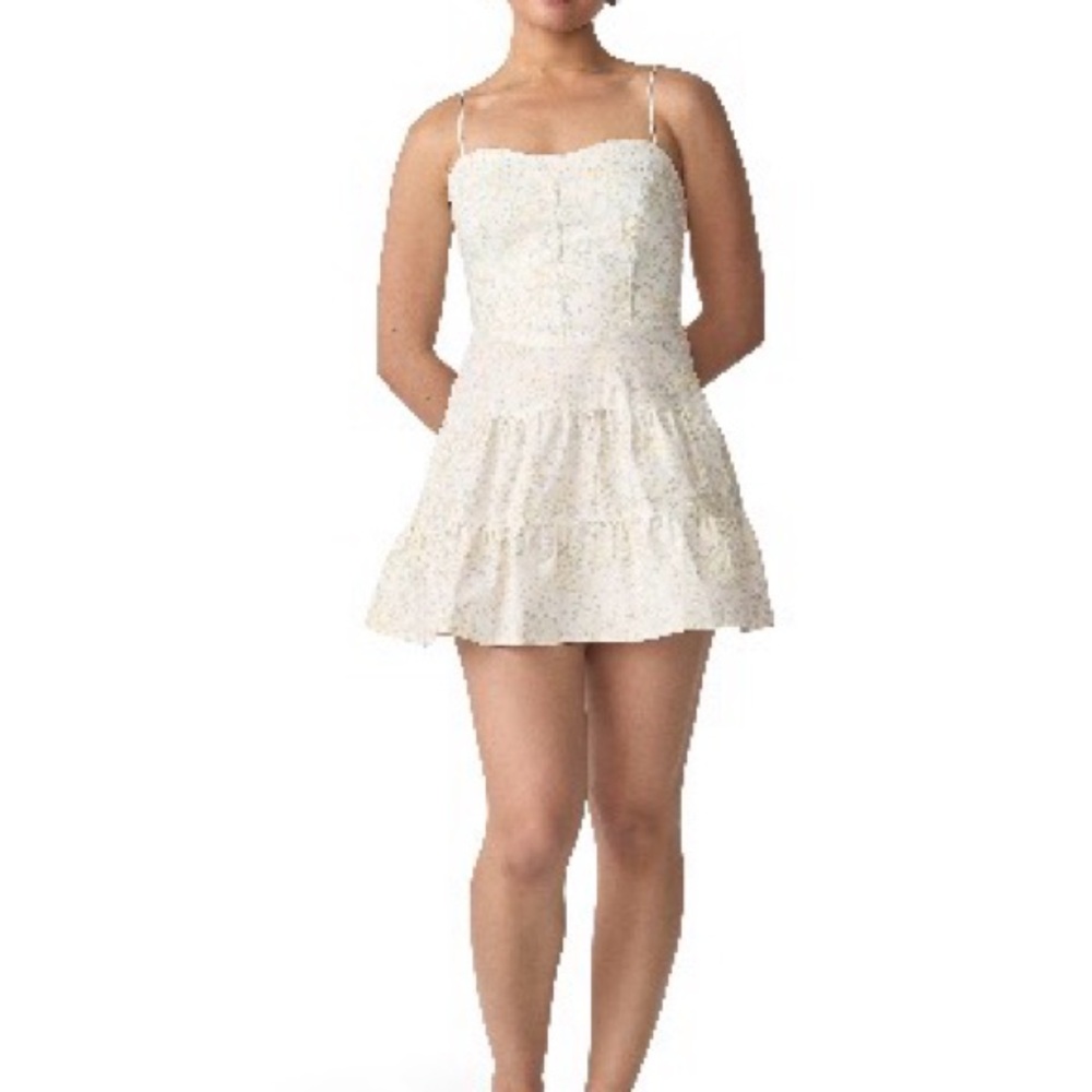 Florence Mills White Lace Mini Corset Dress | Size Lg| Summer Bridal Vacation